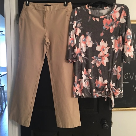 Talbots Pants - Talbots size 8 khakis and boutique blouse Lot of 2